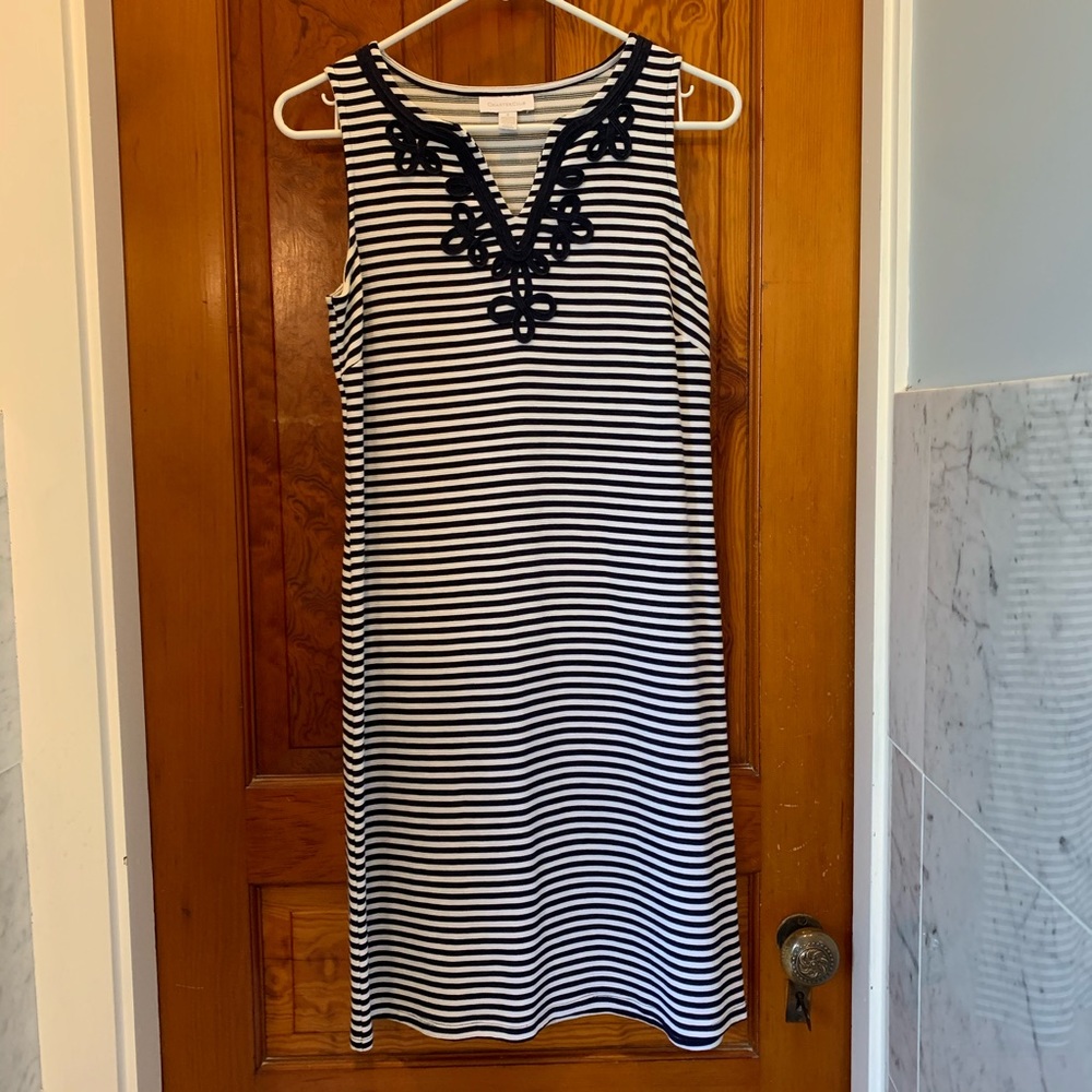 Charter Club Navy blue / white sheath dress Small